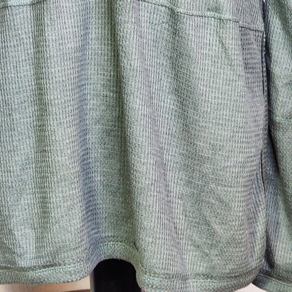 Fringe Studios Green Cotton Poly LS Deep Side Slit High Low Waffle Knit Top Sz M - Picture 12 of 16